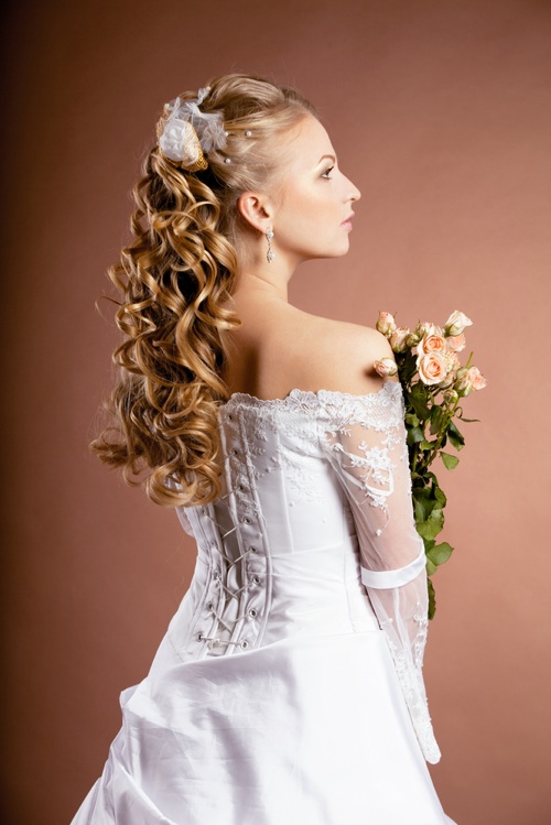 Feel Glamorous with a Long Curly Wedding Hairstyle