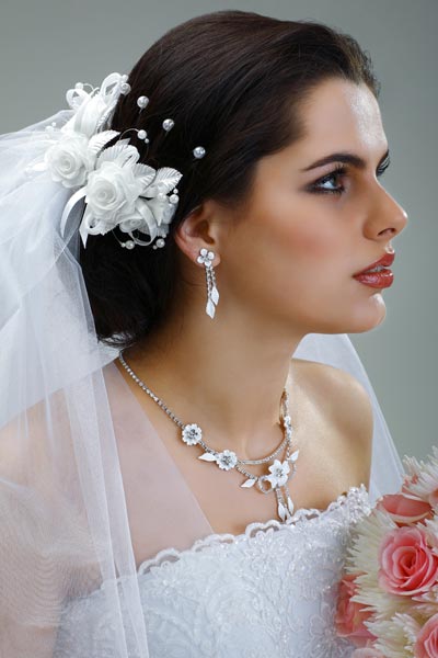 This bridal hairstyle is similar but the veil is worn over top of a ...